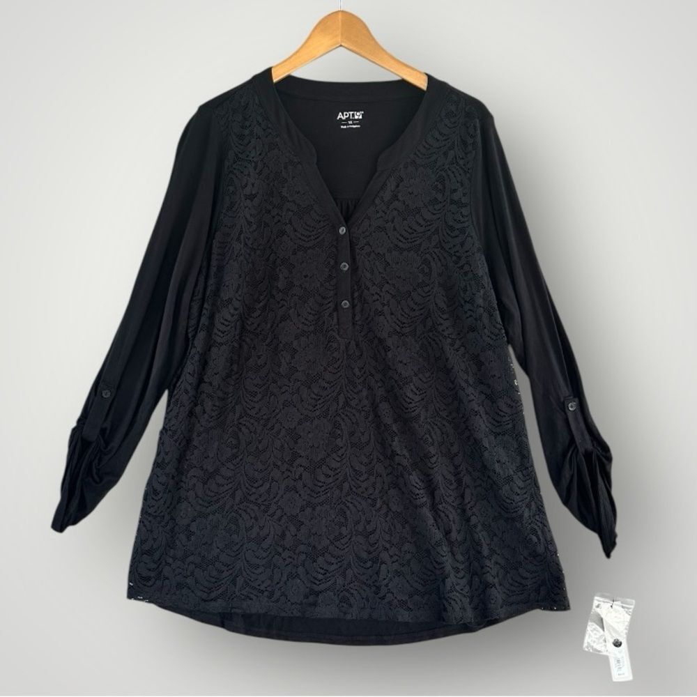 🎉5 for $45🎉 NWT APT 9 top blouse shirt size 1X black lace